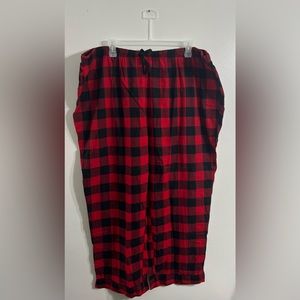 Red and black plaid pajama pants.